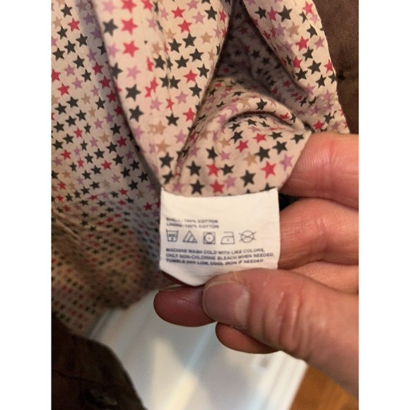 AI Authentic Icon Women's Jacket Brown Buttons Zipper Cotton Light Large - Picture 12 of 16